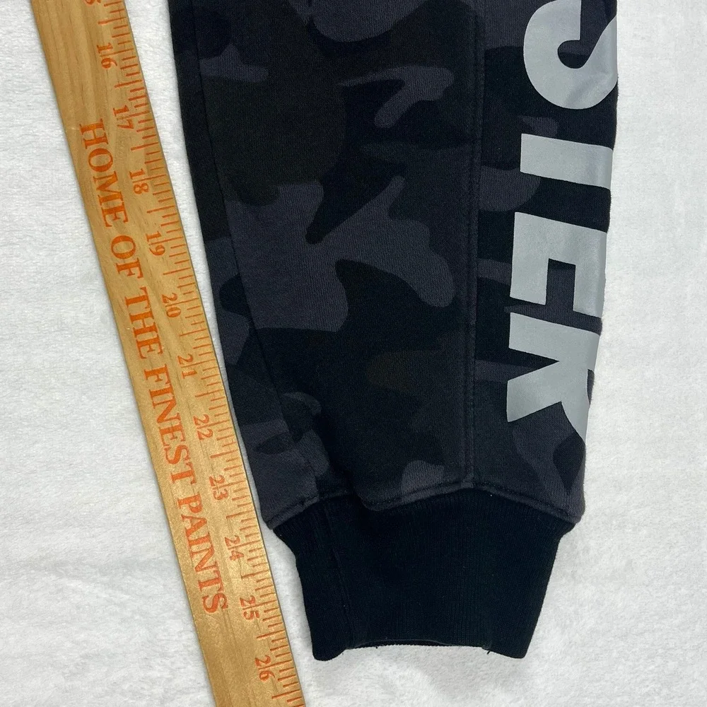 Hollister Joggers Mens M Black Gray Camo Reflective Graphic Fleece Sweatpant